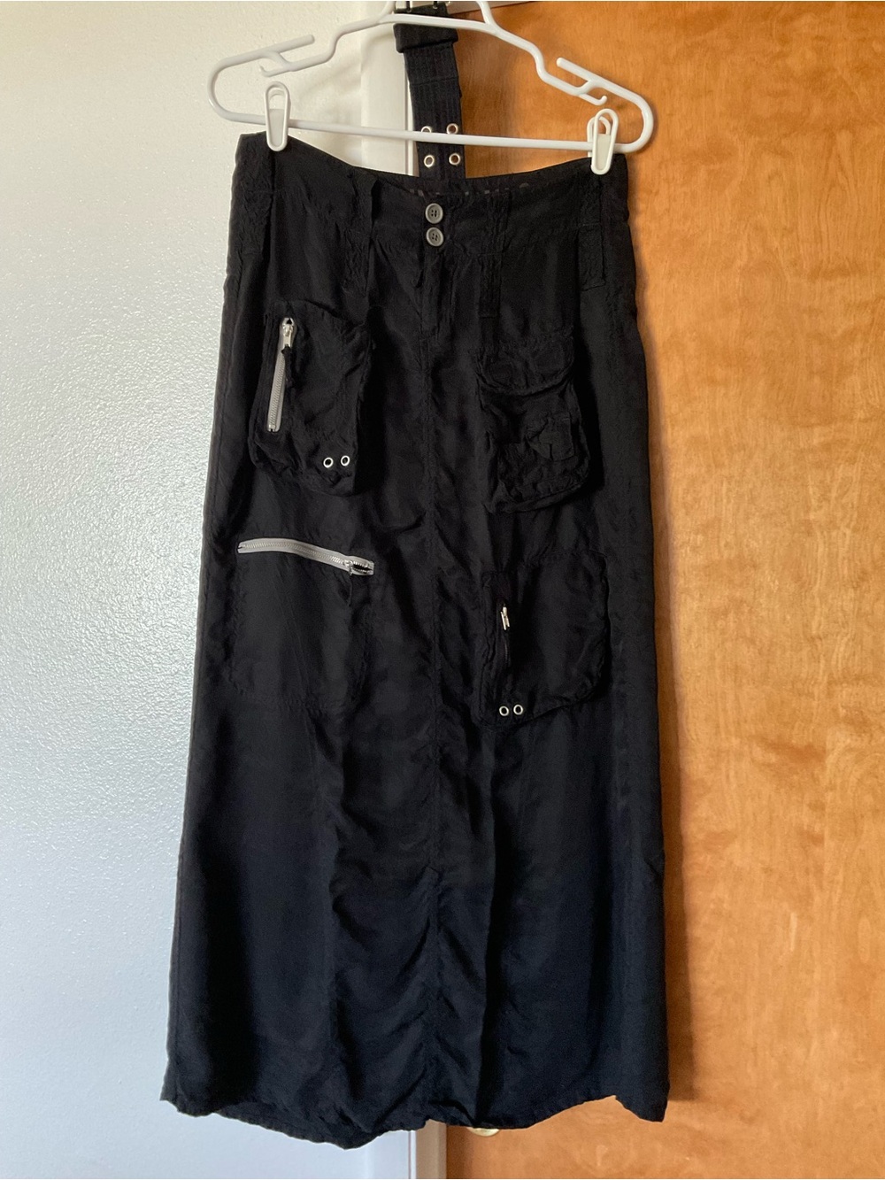 Johnny Was Black Maxi Utility Skirt with Zipper Pockets Size 2